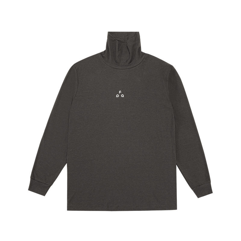 FPA Wool High Neck Long Sleeve Base Layer with Triangle Logo - Spring/Fall Basic Logo Casual Inner Wear Black T-Shirt