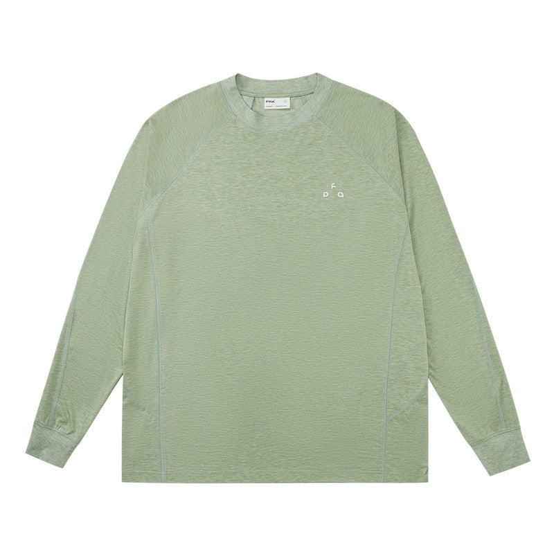 FPA Sorona Antibacterial Yarn-Dyed Logo Long-Sleeve T-Shirt - Chinese Streetwear Casual Loose Round Neck Couple Tee