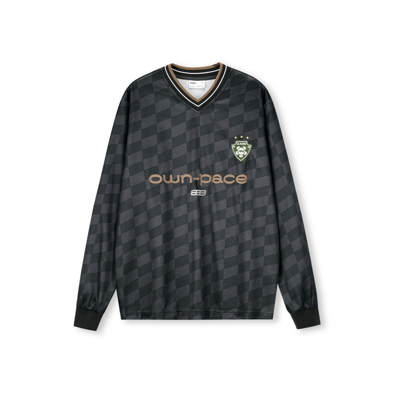 FPA Diamond Pattern Football Contrast Long Sleeve 2026 New Style Trendy Loose Fit Soccer Jersey T-Shirt