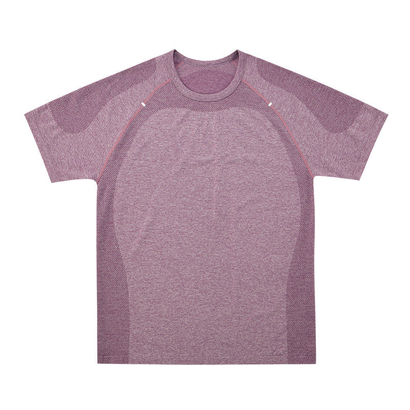 FPA Seamless Knit Color-Block Striped Short Sleeve T-Shirt, 2026 Summer New Round Neck Regular Fit Athletic Fitness Tee for Men