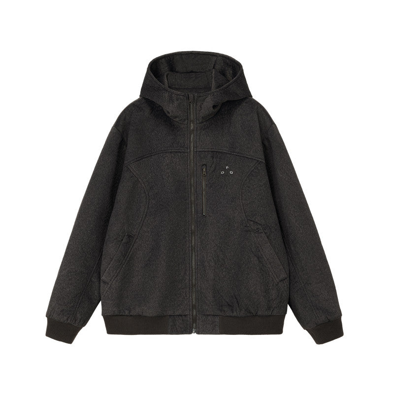 FPA Hooded Relaxed Fit Suede Bio-Fleece Zip-Up Jacket