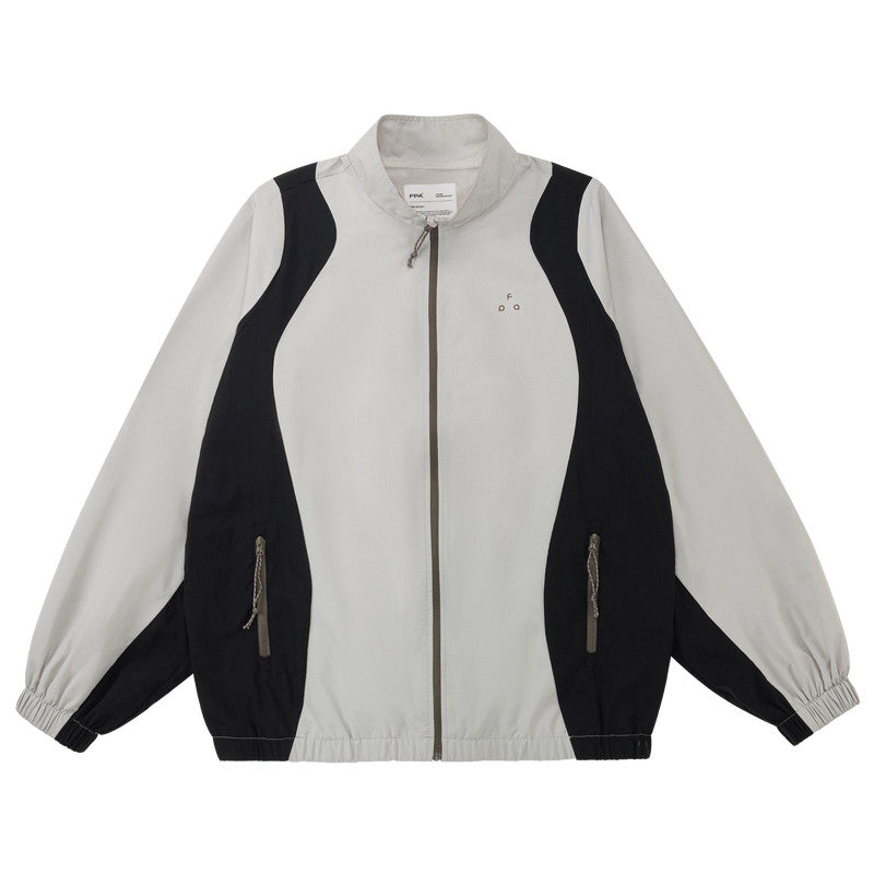 FPA Color-Block Running Windbreaker Jacket Outdoor Sports American Retro Lightweight Stand Collar Coat