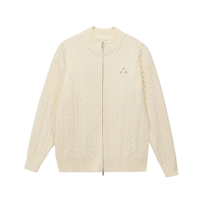 FPA Cable Knit Soft Zip-Up Sweater 2026 New Style Casual Autumn Knit Cardigan for Couples
