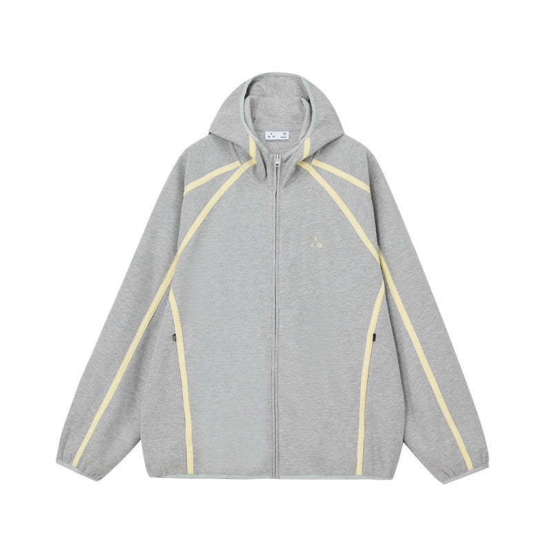 FPA Webbing Contrast Waffle Hooded Jacket Spring Athletic Cardigan Casual Retro Unisex Zip-Up Hoodie
