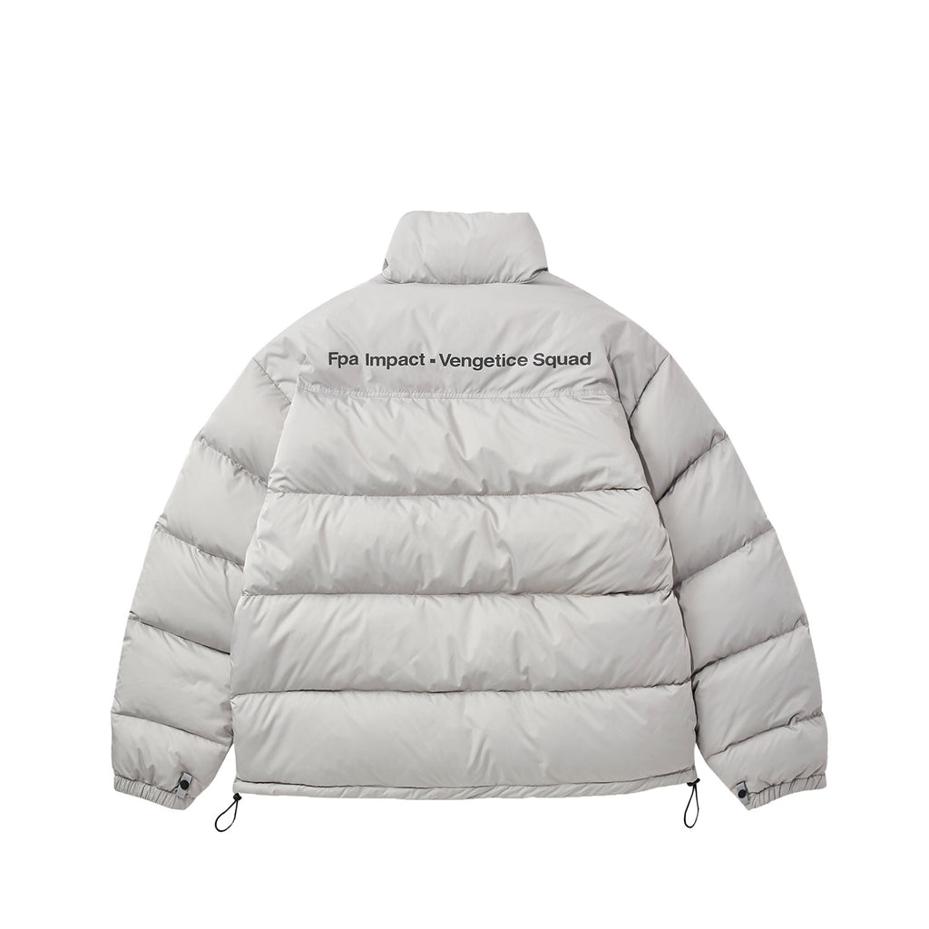FPA Chinese Streetwear Stand Collar Down Jacket for Men - Lightweight Puffer Coat, Loose Fit, Winter Warm Black Outerwear