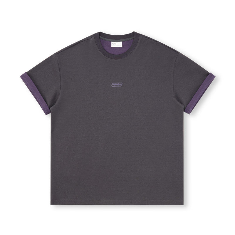 FPA Two-Tone Reversible Sleeve Sports Short Sleeve T-Shirt, Retro Chinese Style, Round Neck, Relaxed Fit, Summer Unisex Tee