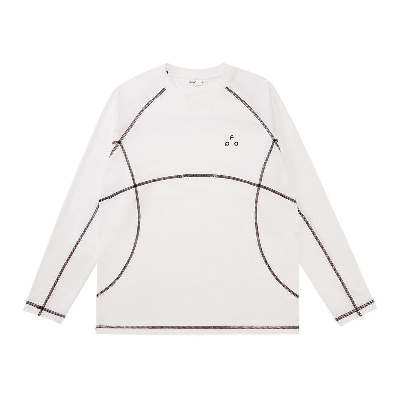 FPA Quick-Dry Long Sleeve T-Shirt, Chinese Streetwear Design, Crew Neck, Loose Fit, Unisex for Couples, Spring/Autumn