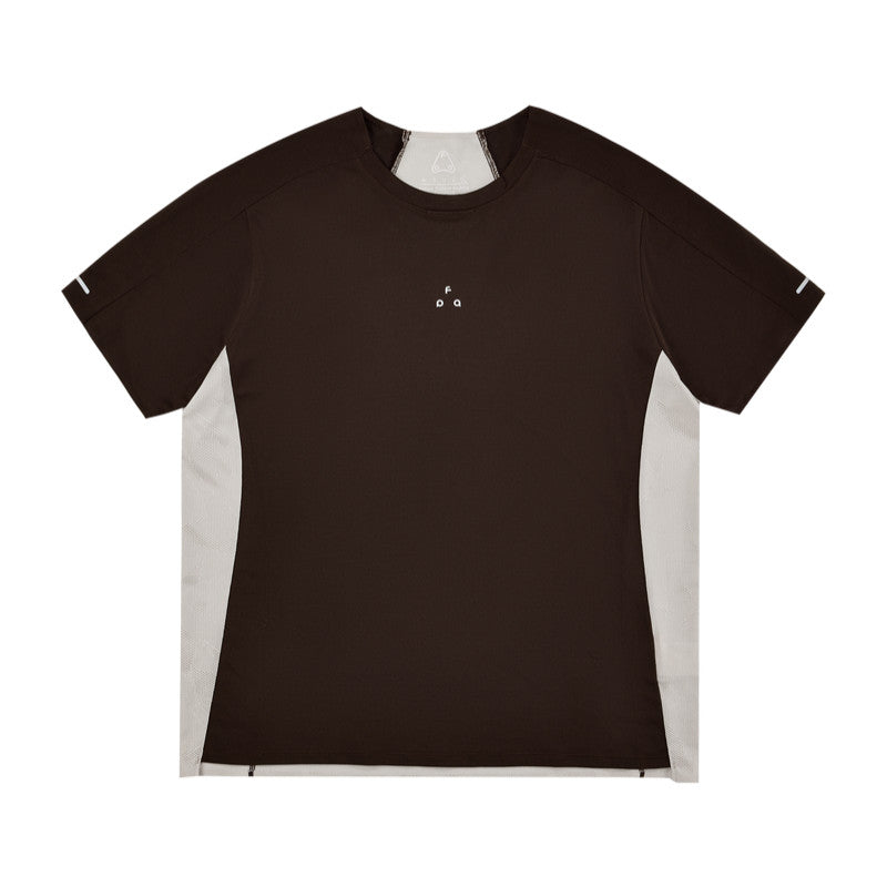 FPA Men's and Women's Summer Breathable Mesh Short-Sleeve T-Shirt with Contrast Trim, Round Neck, Basic Logo, Athletic Fit