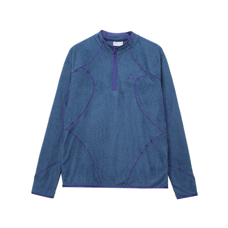 FPA Half-Zip Fleece Outdoor Long-Sleeve Shirt for Spring and Autumn, American Casual Sporty Retro Design Tee