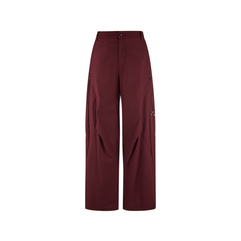 FPA Outdoor Structured Pleated Long Pants - Chinese Streetwear Loose Fit Summer Black Sports Casual Trousers