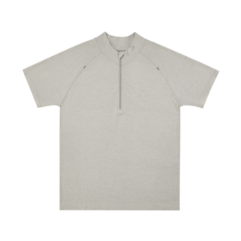 FPA Athletic Seamless Half-Zip Short Sleeve T-Shirt for Summer Outdoor Fitness and Running, Basic Premium Fit Men's Tee
