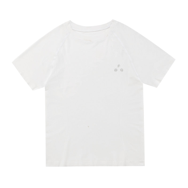 FPA Women's Seamless Knit Short Sleeve T-Shirt - Summer Slim Fit Crew Neck Outdoor Fitness Casual Logo Basic Tee