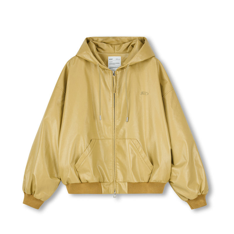 FPA Oversized Hooded PU Leather Jacket 2026 New Streetwear Trend Loose Fit Autumn Short Coat