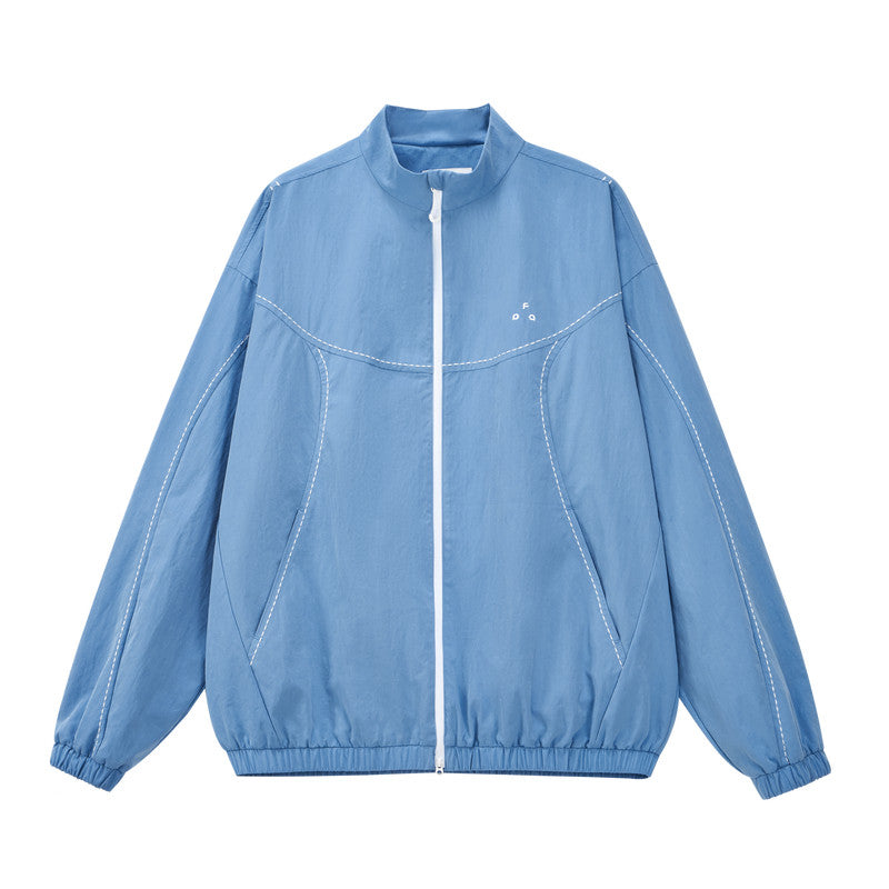 FPA Cotton-Nylon Contrast Stitch Stand Collar Casual Jacket 2026 New Autumn Sports Zip-Up Hooded Coat for Men