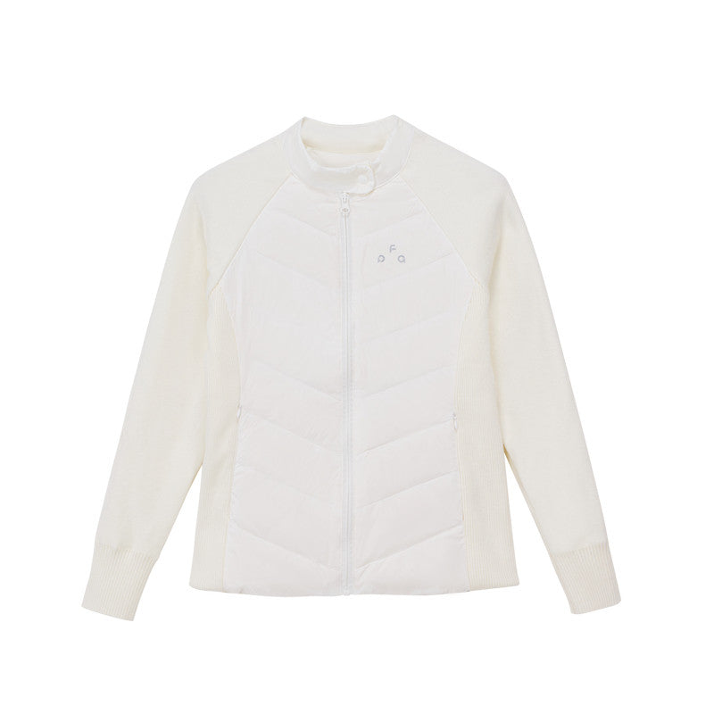 FPA Women's Patchwork Half High Collar Button Down Jacket - Lightweight Warm Short Down Coat for Autumn/Winter