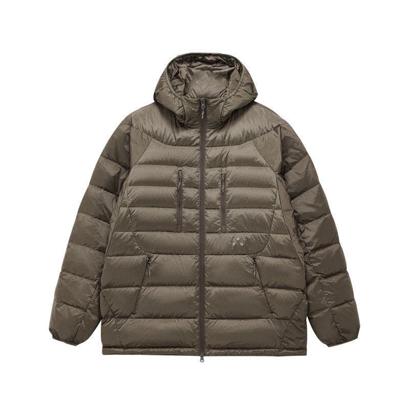 FPA Ribbed-Structure Double-Zip Lightweight Down Hooded Jacket - Winter Lightweight Premium Couple Down Coat