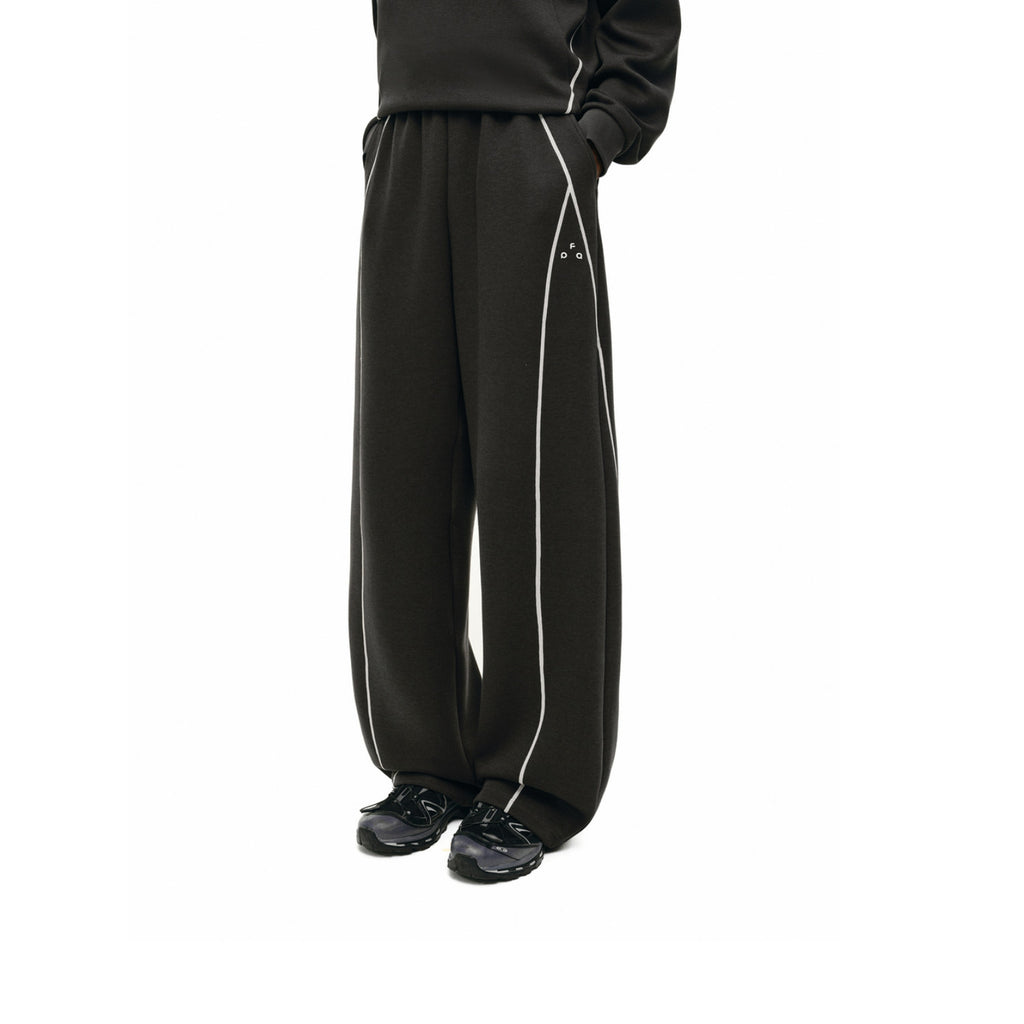 FPA Skin-Friendly Wool Heather Contrast Sweatpants Set – Spring/Fall Basic Loose Straight-Leg Lounge Pants