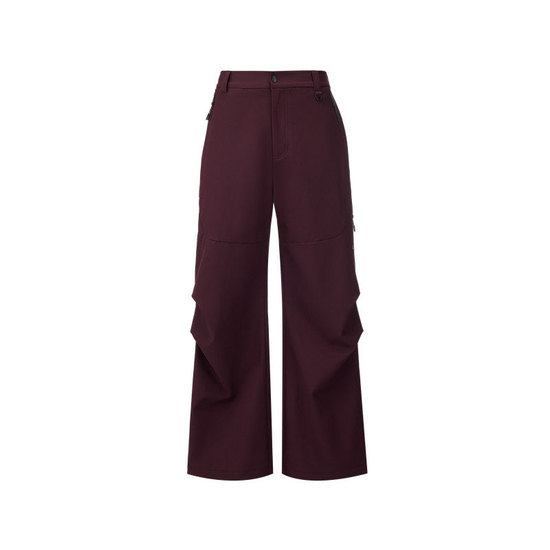 FPA Outdoor Soft Shell Four-Way Stretch Skin-Friendly Drape Zipper Trousers - Trendy Hiking Windproof Loose Casual Pants