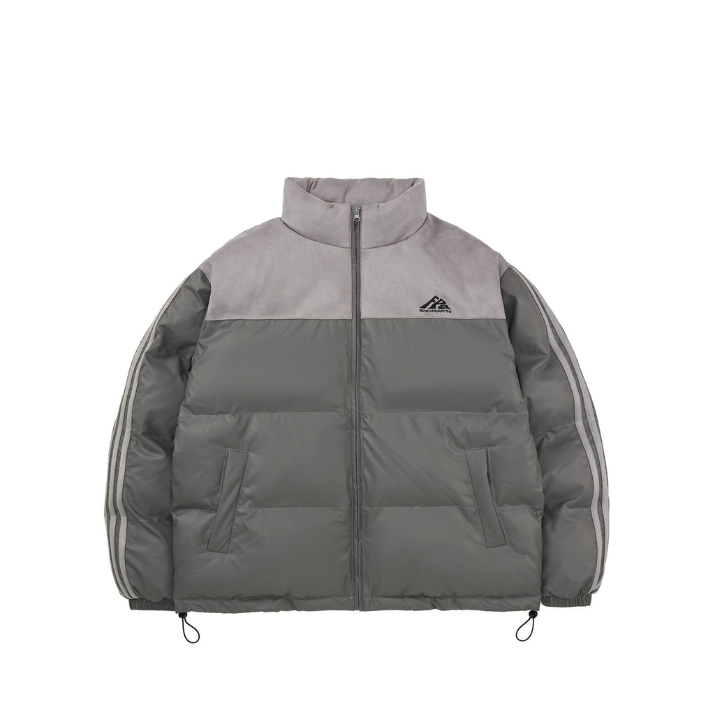 FPA Suede Panel Webbing PU Padded Coat – Chinese Streetwear Unisex Winter Thick Warm Quilted Jacket