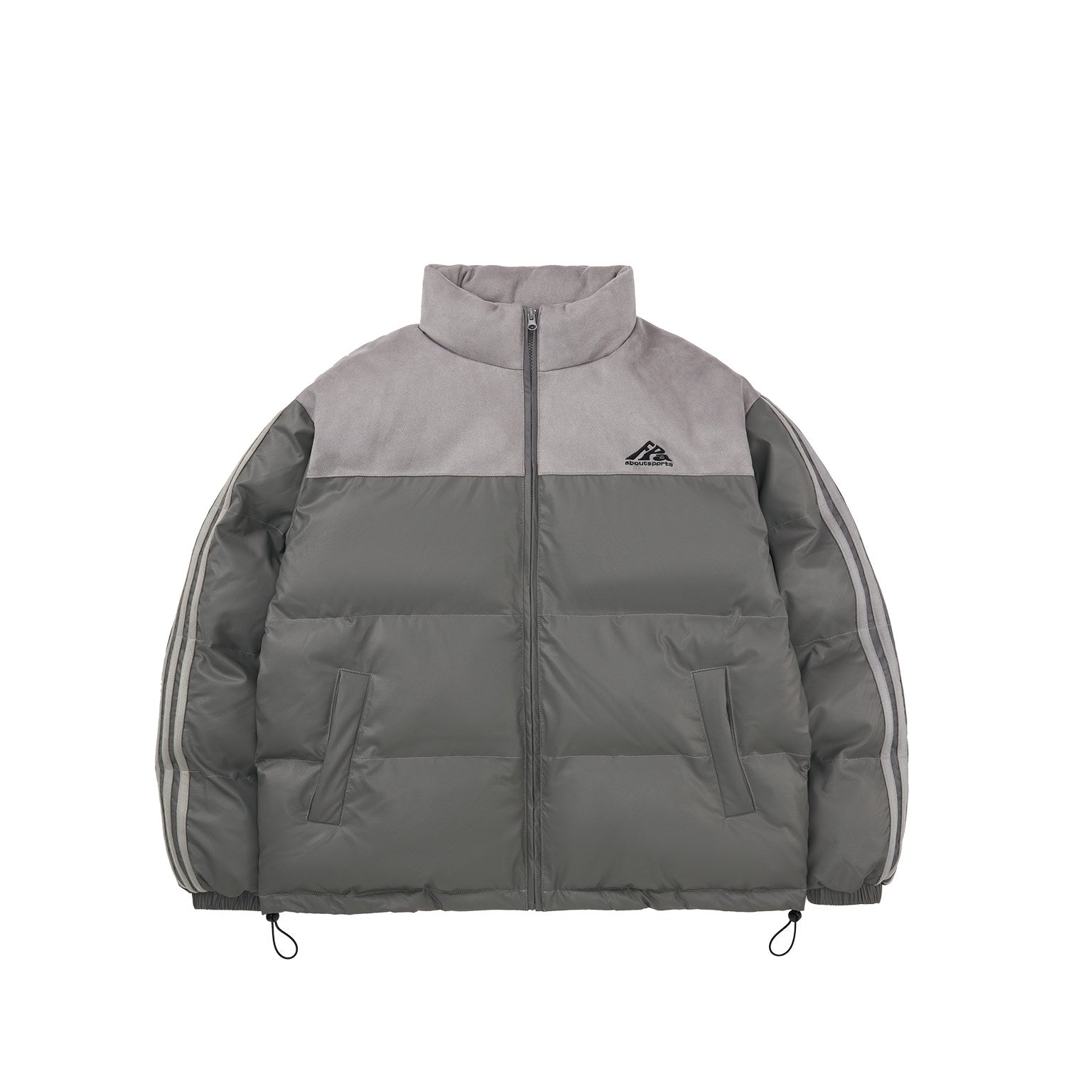 FPA Suede Panel Webbing PU Padded Coat – Chinese Streetwear Unisex Winter Thick Warm Quilted Jacket
