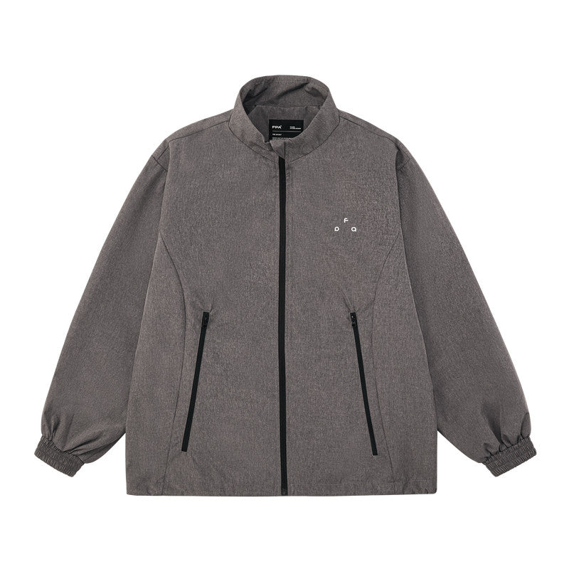FPA Tree Bark Texture Waterproof Windproof Training Half-Zip Jacket, Autumn Lightweight Basic Outdoor Sports Coat for Men