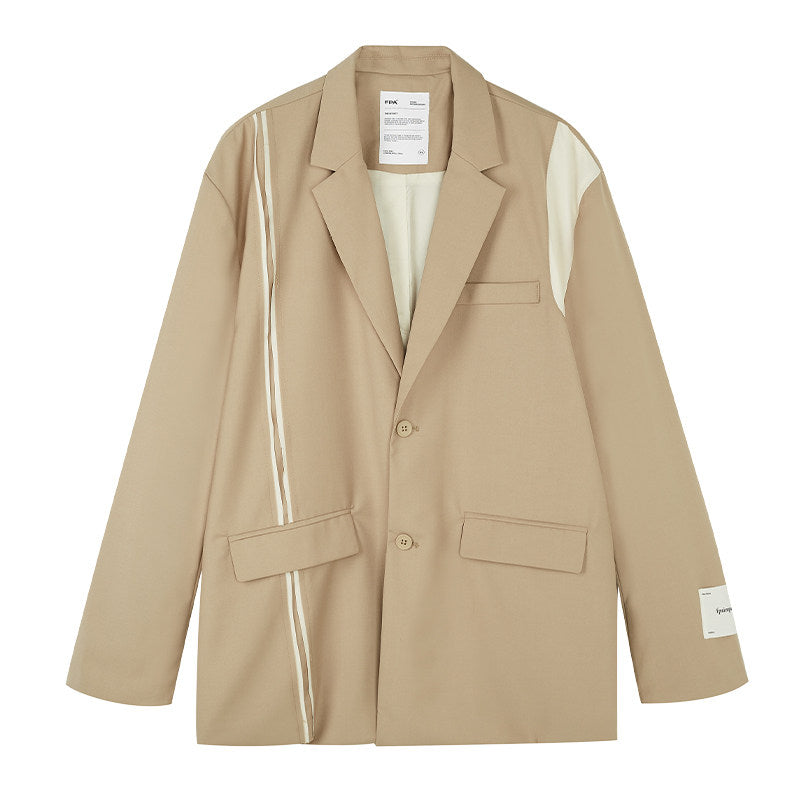 FPA Deconstructed Design Trendy Blazer for Men and Women, Loose Fit, Casual, Khaki, Streetwear
