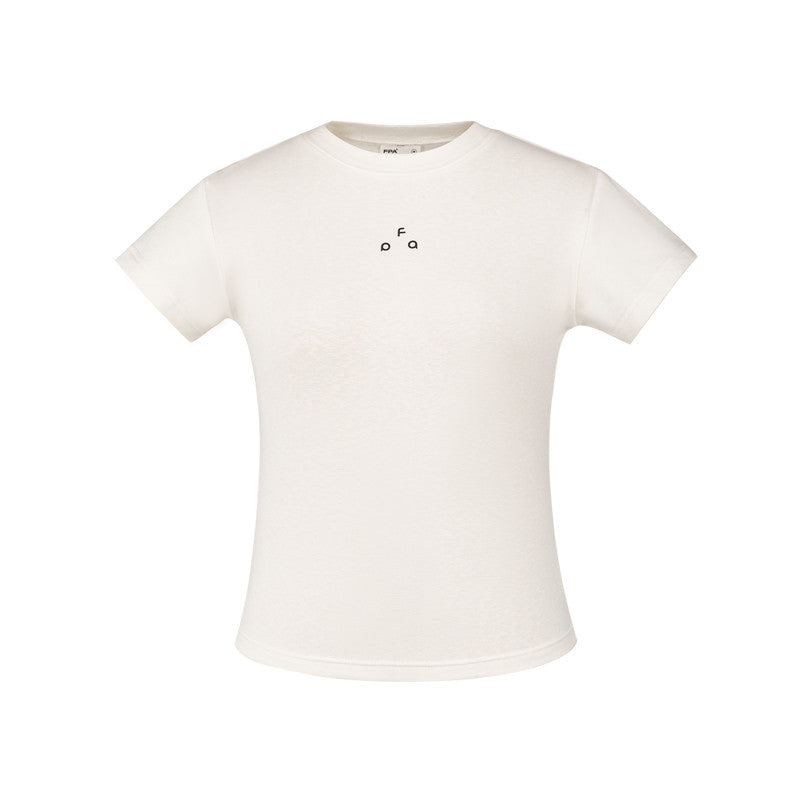 FPA Women's Athletic Short-Sleeve T-Shirt, Chinese Streetwear, Fitted, Cropped, Round Neck, Minimalist Logo, Summer