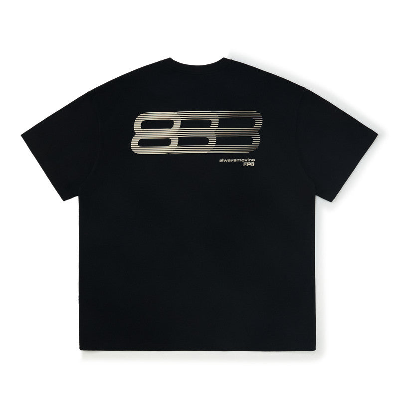 FPA Haze Blue Gradient Track Short Sleeve T-Shirt, Chinese Streetwear Trend, American Style, Couple Summer Loose Round Neck Tee for Men