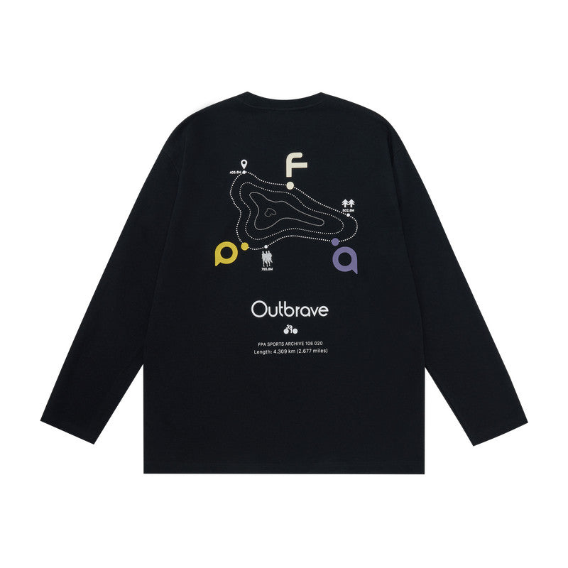 FPA Warm Fleece Long-Sleeve Casual Sports Top - Chinese Streetwear Trendy Loose Autumn Crew Neck Heavyweight Couple T-Shirt for Men