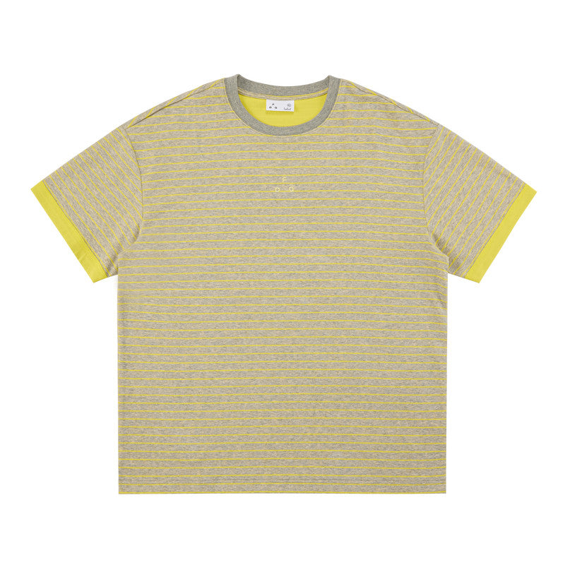 FPA Contrast Stripe Short Sleeve Tee with Color-Block Design – Classic Crew Neck Unisex Athletic T-Shirt