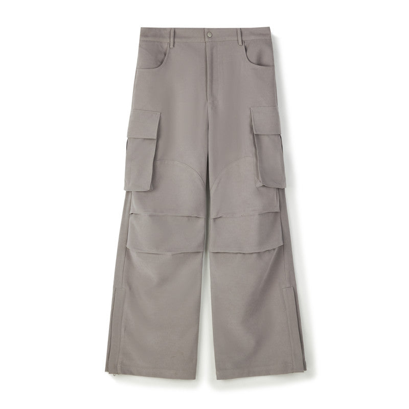 FPA Vintage Suede Large Pocket Cargo Pants American Street High-Rise Spring/Autumn Loose Straight-Leg Paratrooper Pants for Men