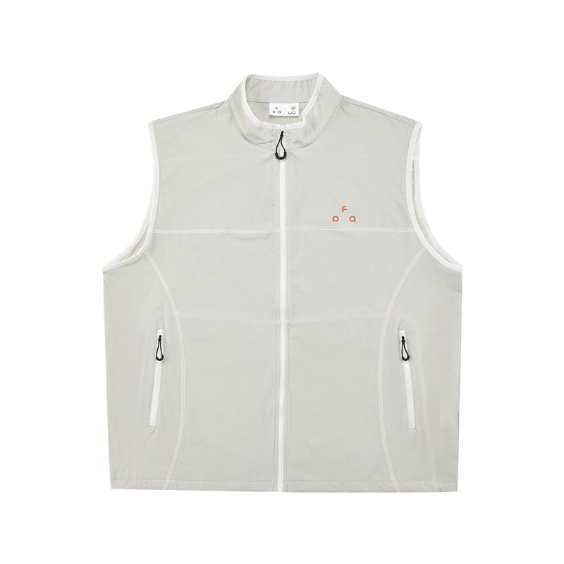 FPA Three-Proof High Moisture Permeability Lightweight Hasso Vest Sleeveless Jacket Summer Zipper Sport Chinese Style Men's White