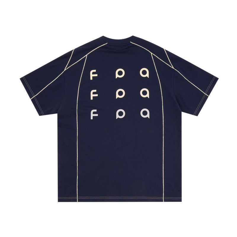 FPA Contrast Trim Textured Pique Short Sleeve Tee - Summer Chinese Streetwear Design Round Neck Couple Style T-Shirt for Men