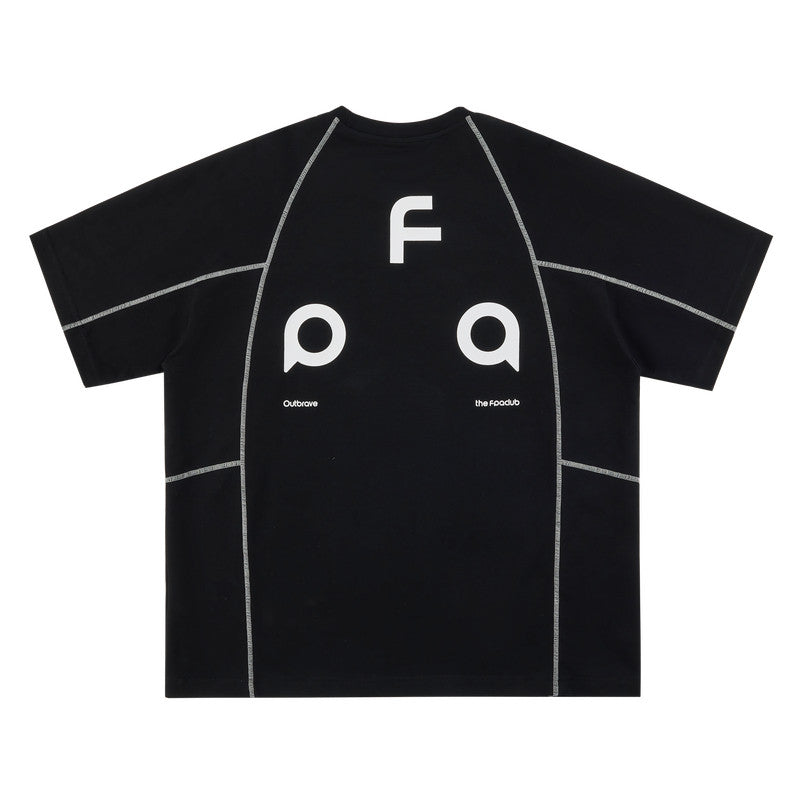FPA Contrast Stitch Brand Triangle Logo Short Sleeve T-Shirt - Summer Basic Casual Unisex Black White Tee