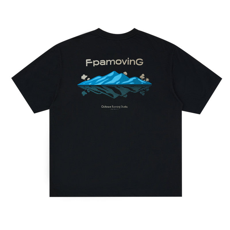 FPA Moisture-Wicking Quick-Dry Antibacterial Cool-Touch Sun-Protection Printed Sports Short Sleeve T-Shirt, Chinese Trend Loose Fit Couple Round Neck Tee