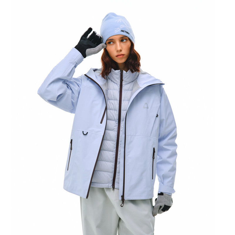 FPA Three-in-One Down-Lined Color-Block Hardshell Jacket for Men and Women, Autumn/Winter Outdoor Sports Warm Windbreaker
