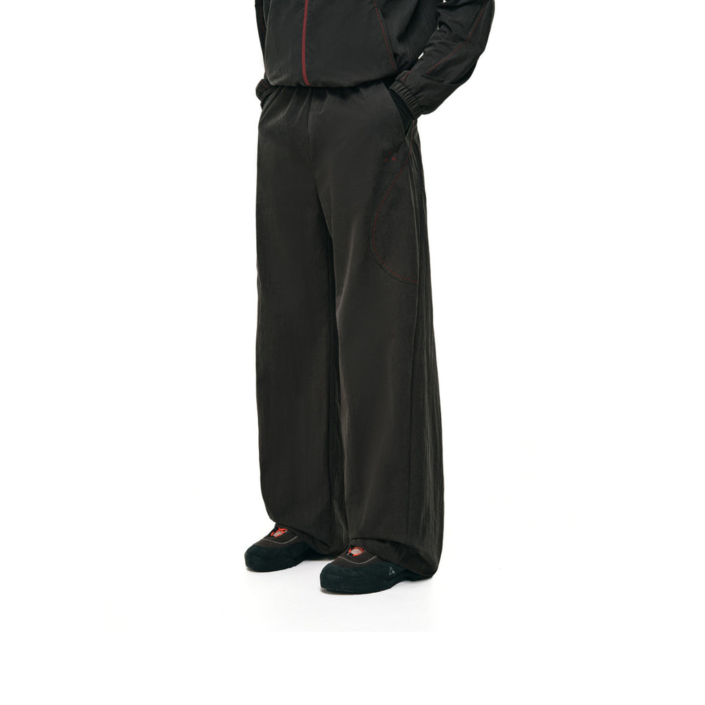 FPA Rice Grain Stitch Contrast Cotton-Nylon Curved-Line Trousers 2026 New Fall Loose Wide-Leg Casual Pants