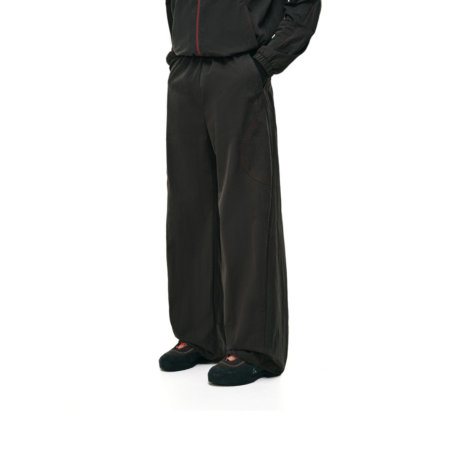 FPA Rice Grain Stitch Contrast Cotton-Nylon Curved-Line Trousers 2026 New Fall Loose Wide-Leg Casual Pants