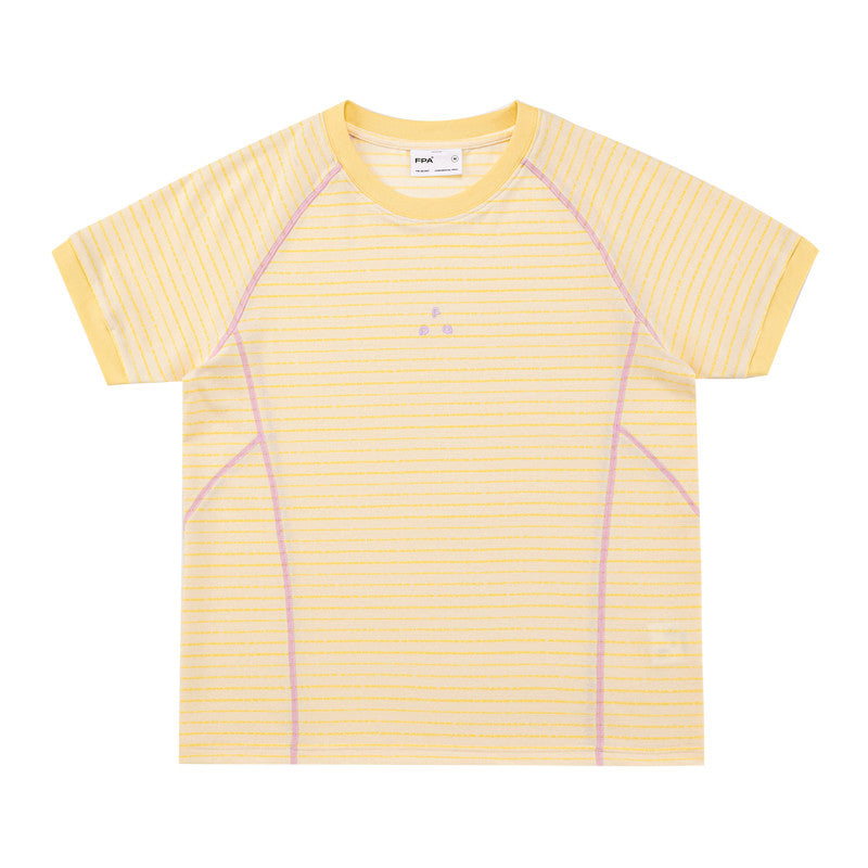 FPA Slim-Fit Contrast Stripe Short-Sleeve T-Shirt 2026 New Sporty Casual Crew Neck Summer Top for Women