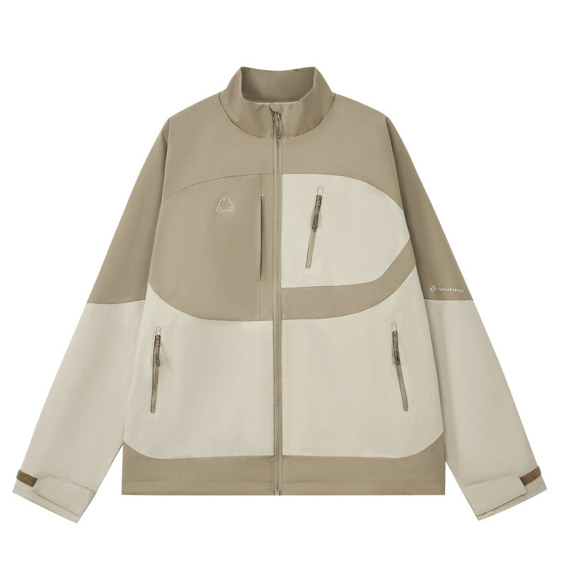 FPA Three-Proof Paneled Shell Jacket Spring Design High-End Contrast Color Stand Collar Outdoor Couple Sports Jacket for Men