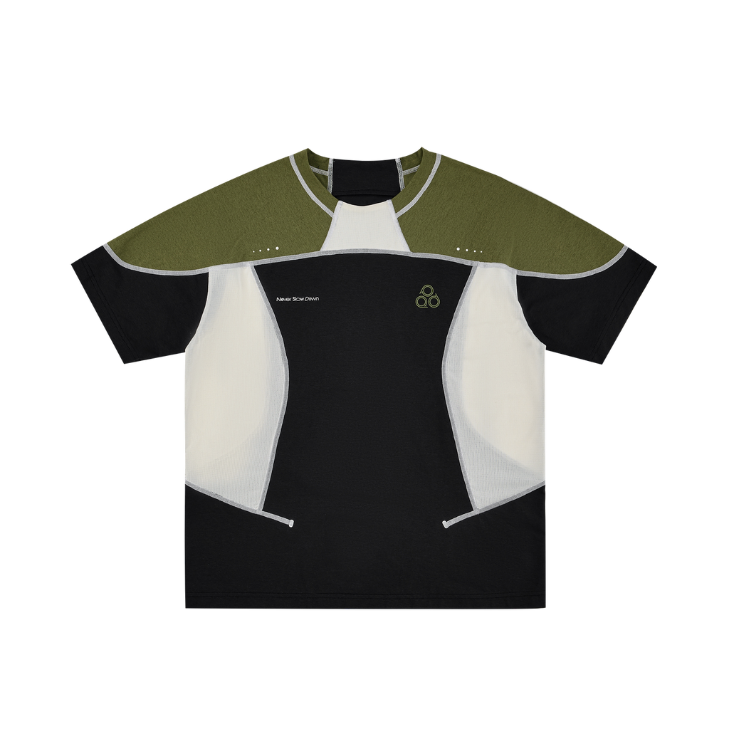 FPA Quick-Dry Color-Block Breathable Short-Sleeve T-Shirt, Summer Perforated Seam Detail, Round Neck, Couple Style, Casual Sports Tee