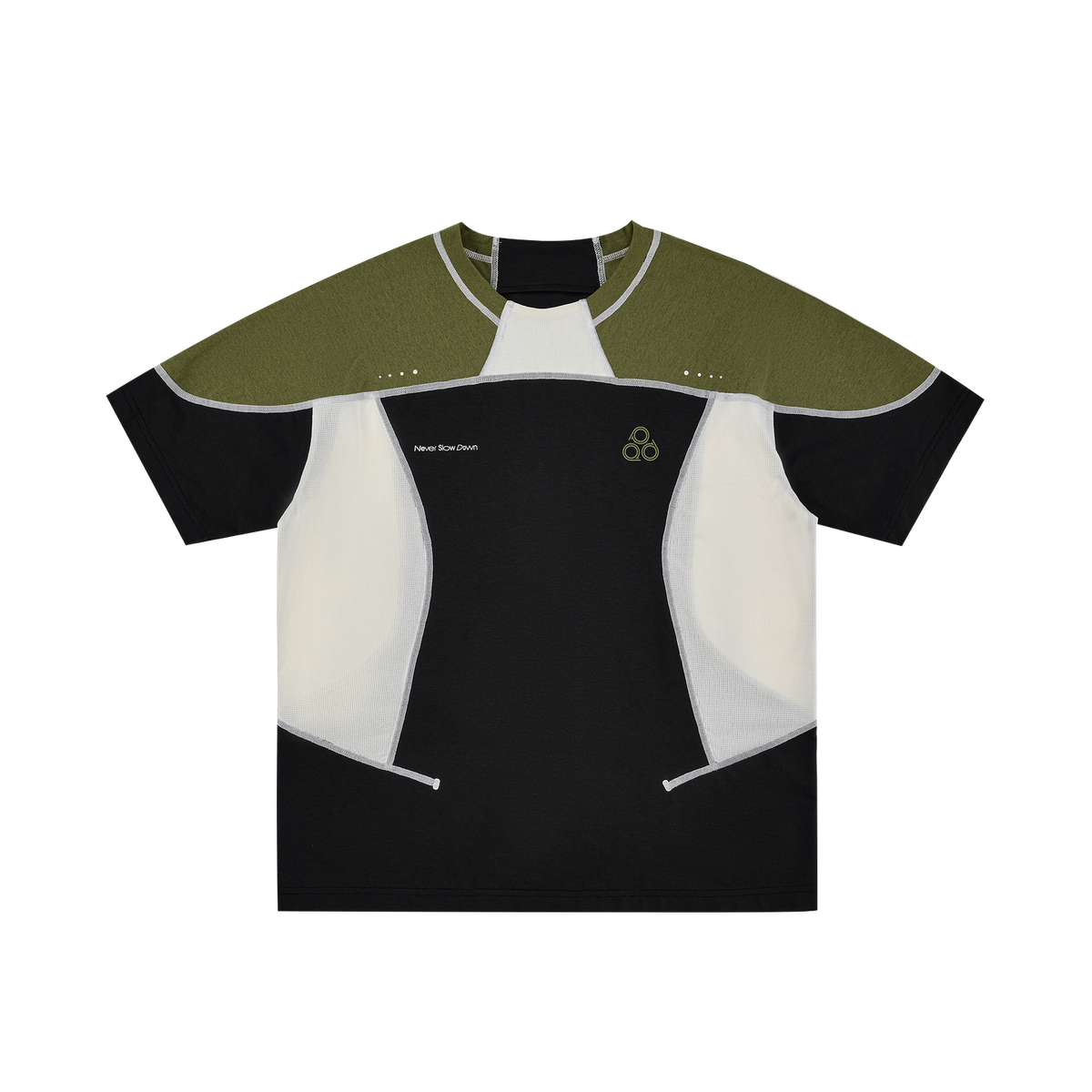 FPA Quick-Dry Color-Block Breathable Short-Sleeve T-Shirt, Summer Perforated Seam Detail, Round Neck, Couple Style, Casual Sports Tee