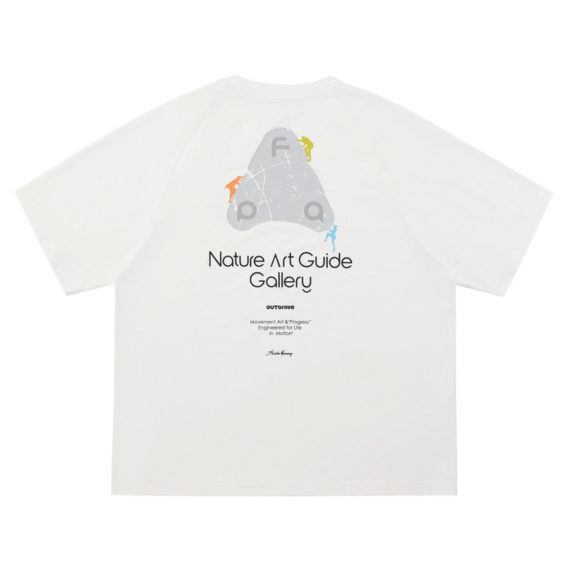 FPA Climbing Short Sleeve T-Shirt with Rock Pattern, COOLMAX Sports Tee, Summer Crew Neck, Cool and Breathable, Unisex