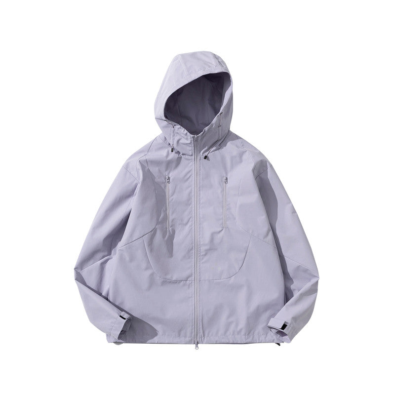 FPA Double-Layer Drawstring Hooded Structured Shell Jacket, Spring Outdoor Sports Premium Unisex Zip-Up Coat