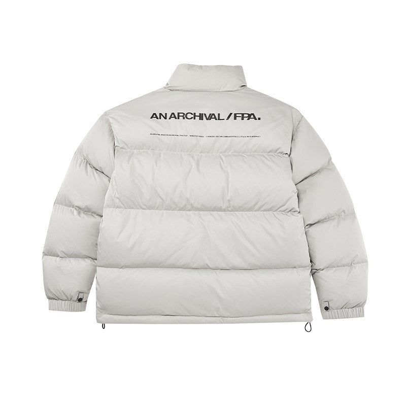 FPA Thickened Black Down Jacket – Chinese Streetwear Winter Warm White Duck Down Lightweight Stand Collar Coat for Men