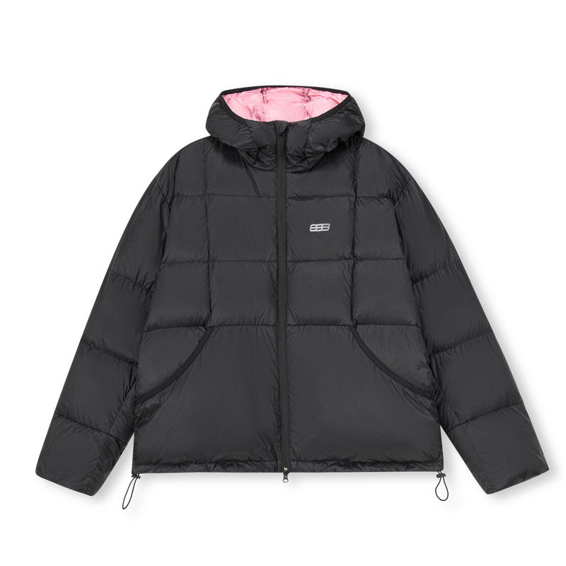 FPA Short Quilted Down Jacket for Women and Men, Winter Thick Warm Hooded Puffer Coat, Casual Loose Fit