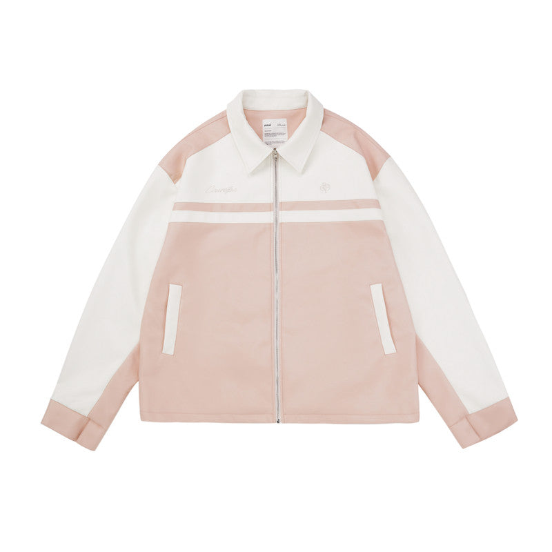 FPA Short Embroidered Letter Leather Jacket Autumn Streetwear Trendy Turn-Down Collar Motorcycle Couple Jacket for Men