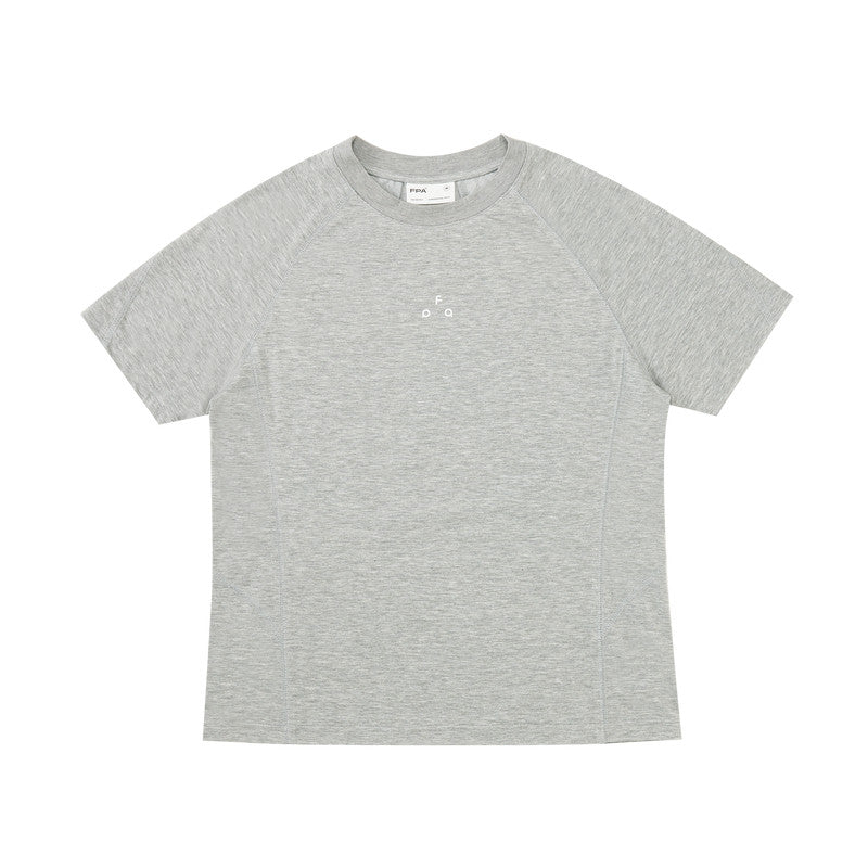 FPA Sorona Antibacterial Yarn Logo Short Sleeve T-Shirt, Summer Casual Cropped Round Neck Tee for Women
