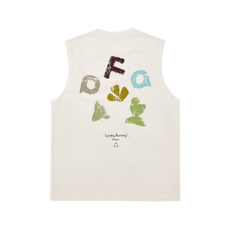 FPA Quick-Dry Breathable Outdoor Sports Contrast Color Vest - Summer Couple Round Neck Casual Printed Sleeveless T-Shirt