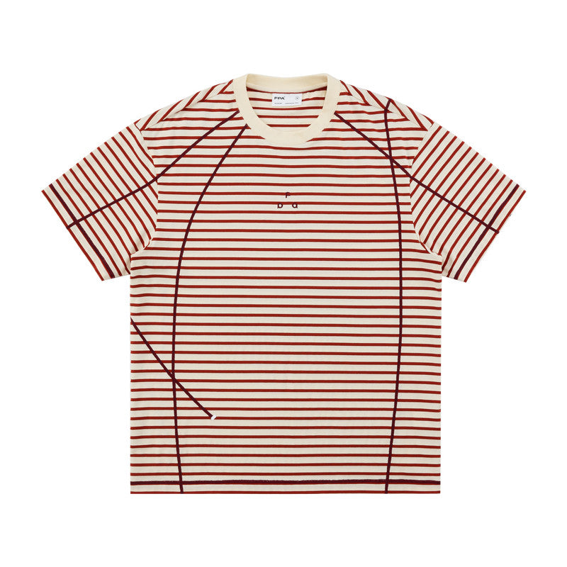 FPA Color-Block Striped Short-Sleeve T-Shirt with Contrasting Hasselblad Lines - 2026 New Summer Style, Unisex Crew Neck, Mid-Length Sleeve Tee for Men